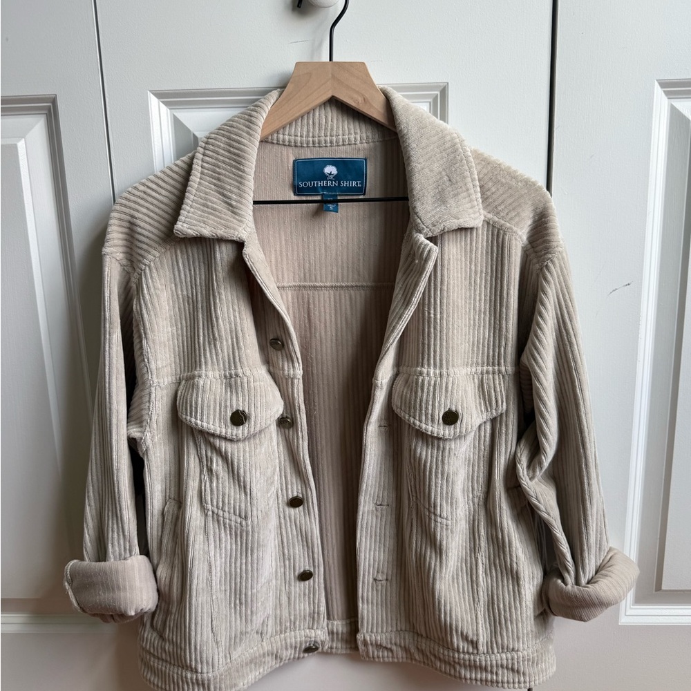 The Southern Shirt Company Cream Utility Jacket Corduroy